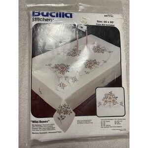 Bucilla Stitchery Tablecloth Wild Roses New